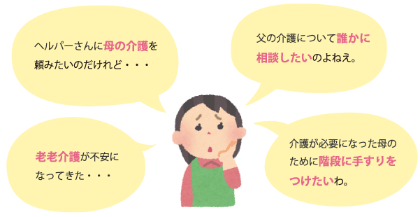 母の介護を頼みたい 父の介護を相談したい 老老介護に不安 介護に必要な階段に手すりをつけたい